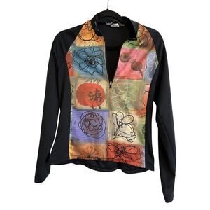 SUGOI Womens M Cycling Jersey 1/2 Zip Pullover Floral Pattern Long Sleeve